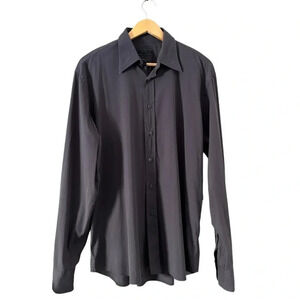 Prada Men’s Slim Fit Stretch Button-Up Shirt Size 42 (16.5) Dark Gray Italy